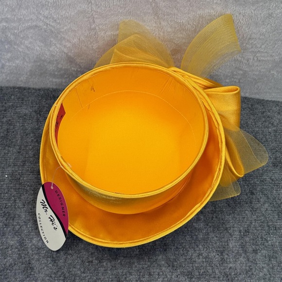 NWT Mr. Hi\'s Hat Cloche Womens Gold Satin Bow‎ Rhinestone Derby Wedding Church main image 6
